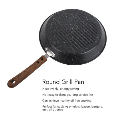 Round Grill Pan Universal Non Stick Multifunctional Flat Bottom Frying Pan for Breakfast V1294-YM0512-3118220257711