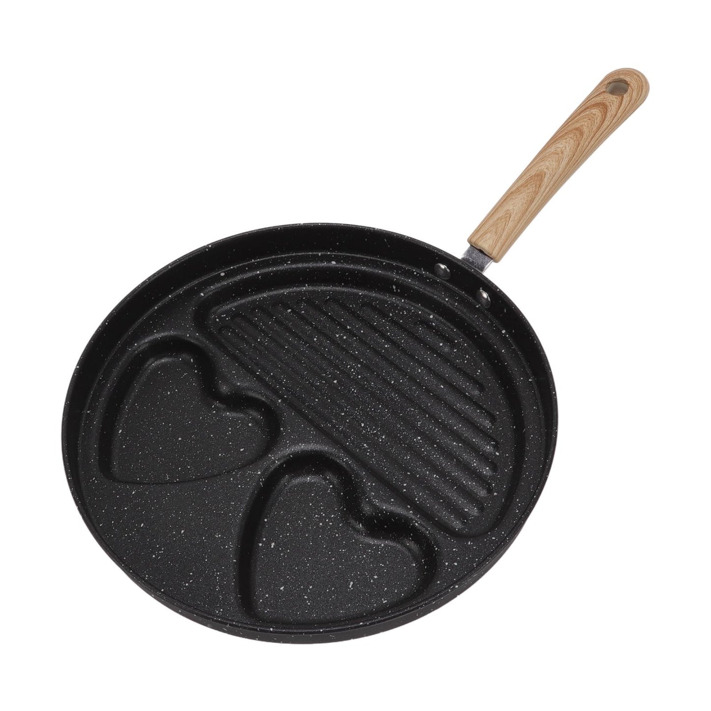 Egg Steak Divided Frying Pan 3 in 1 Multifunctional Prevent Stick Egg Beef Steak Cooker Pan for Home V1294-YM0512-3118220257811