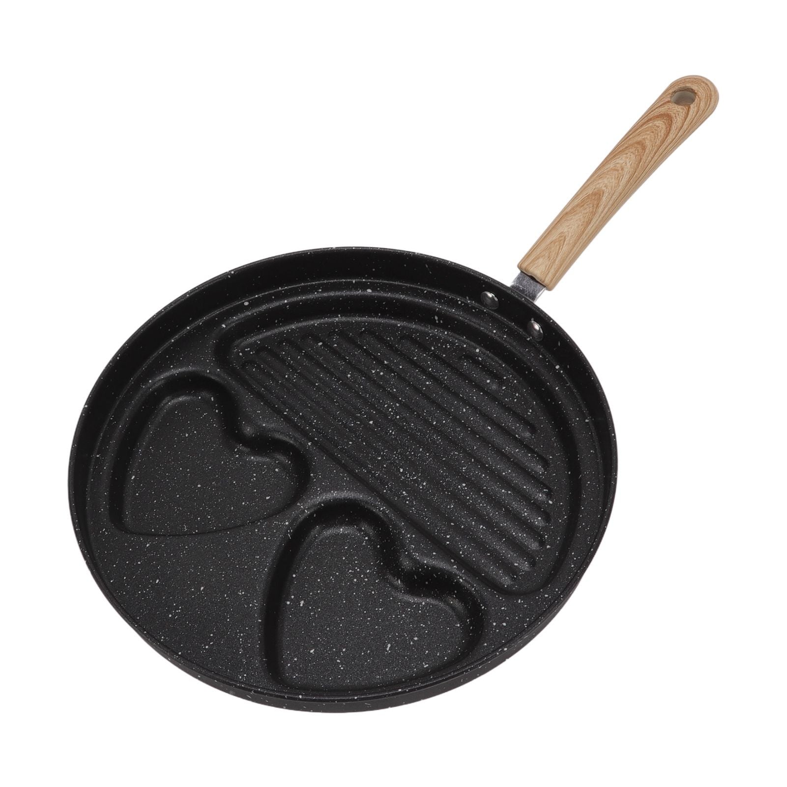 Egg Steak Divided Frying Pan 3 in 1 Multifunctional Prevent Stick Egg Beef Steak Cooker Pan for Home V1294-YM0512-3118220257811