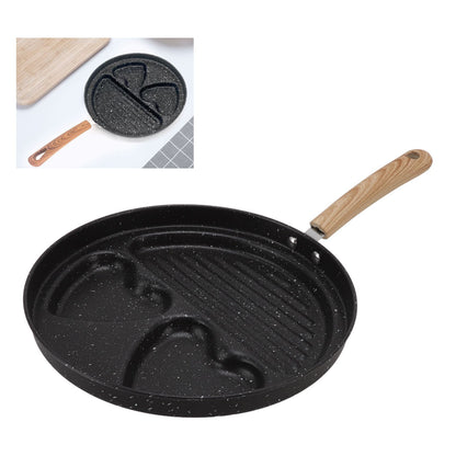 Egg Steak Divided Frying Pan 3 in 1 Multifunctional Prevent Stick Egg Beef Steak Cooker Pan for Home V1294-YM0512-3118220257811
