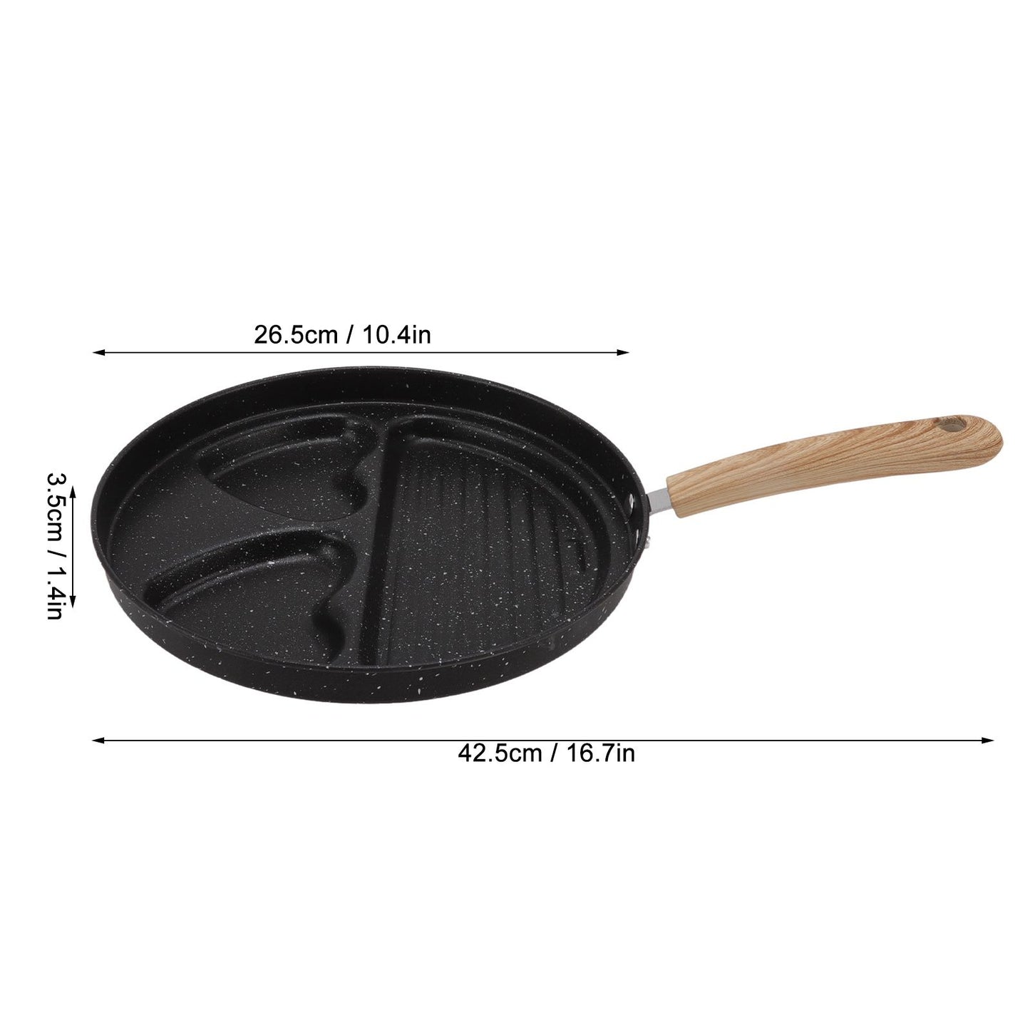 Egg Steak Divided Frying Pan 3 in 1 Multifunctional Prevent Stick Egg Beef Steak Cooker Pan for Home V1294-YM0512-3118220257811