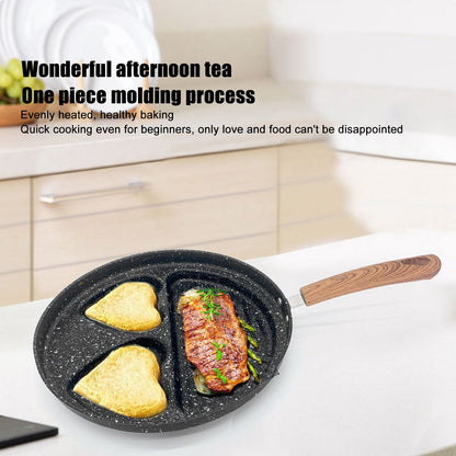 Egg Steak Divided Frying Pan 3 in 1 Multifunctional Prevent Stick Egg Beef Steak Cooker Pan for Home V1294-YM0512-3118220257811
