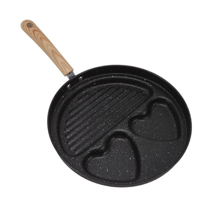Egg Steak Divided Frying Pan 3 in 1 Multifunctional Prevent Stick Egg Beef Steak Cooker Pan for Home V1294-YM0512-3118220257811