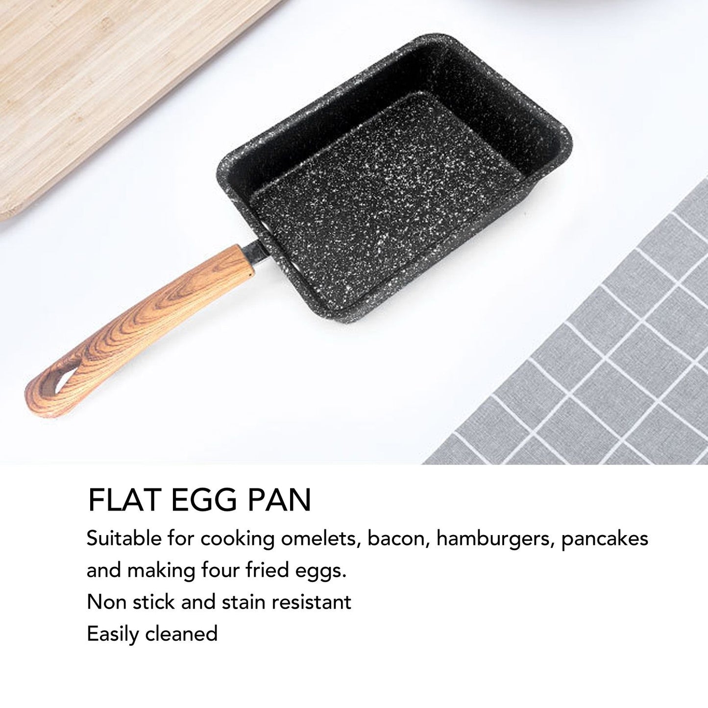 Frying Pan Iron Non Stick Coating Square Thick Multifunction Japanese Omelette Pan for Home Kitchen Tool V1294-YM0512-3118220258011