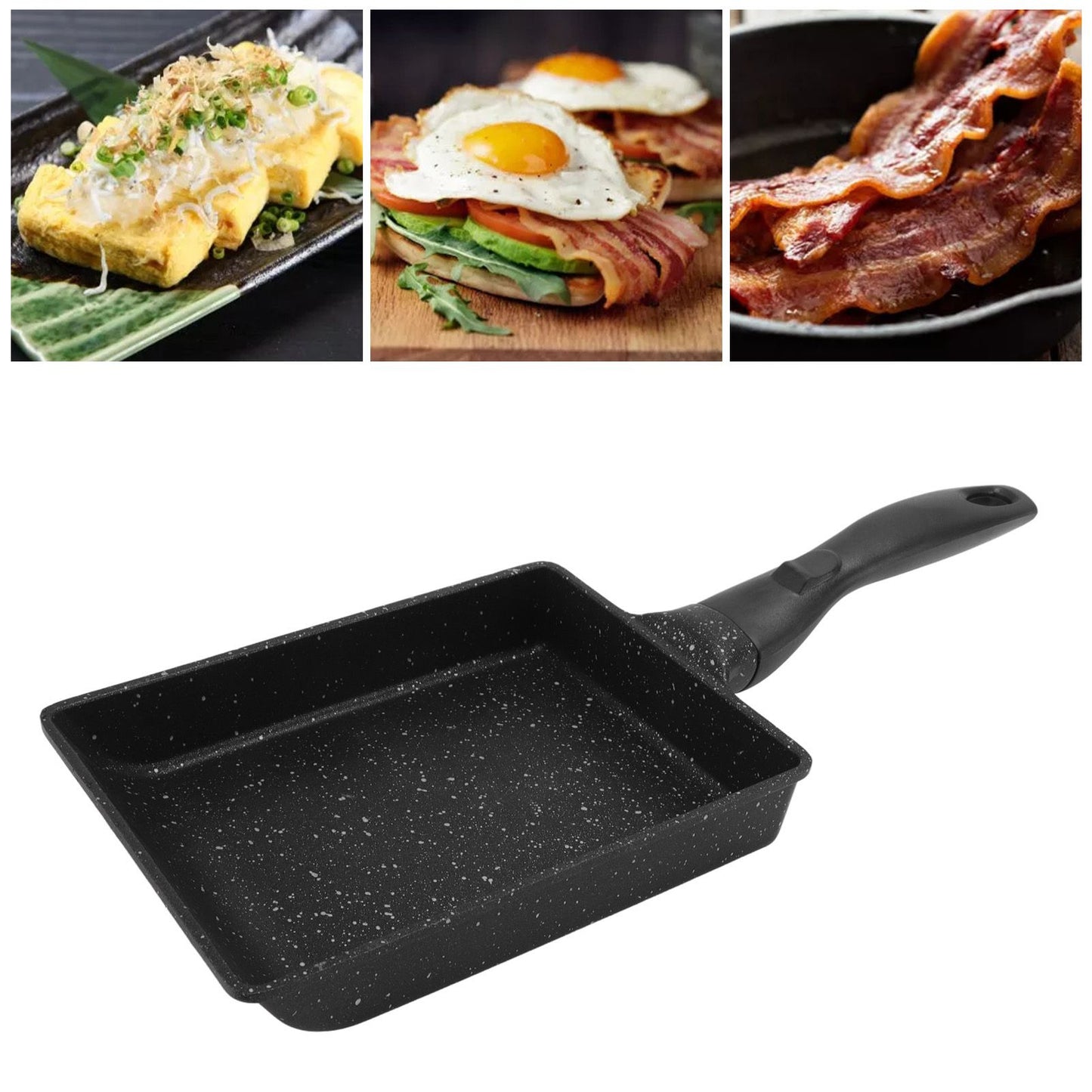 Rectangular Frying Pan Thickened Aluminum Alloy Nonstick Coating Cooking Pan for Steak Egg Roll V1294-YM0512-3118220258911