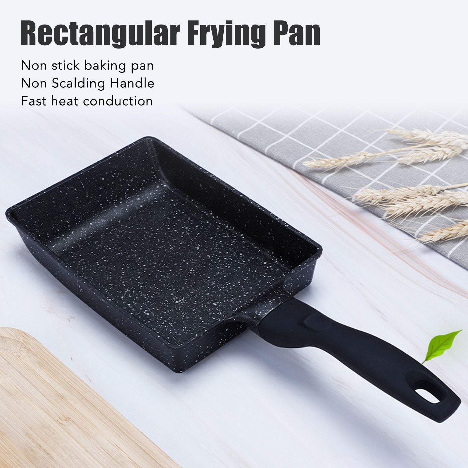 Rectangular Frying Pan Thickened Aluminum Alloy Nonstick Coating Cooking Pan for Steak Egg Roll V1294-YM0512-3118220258911