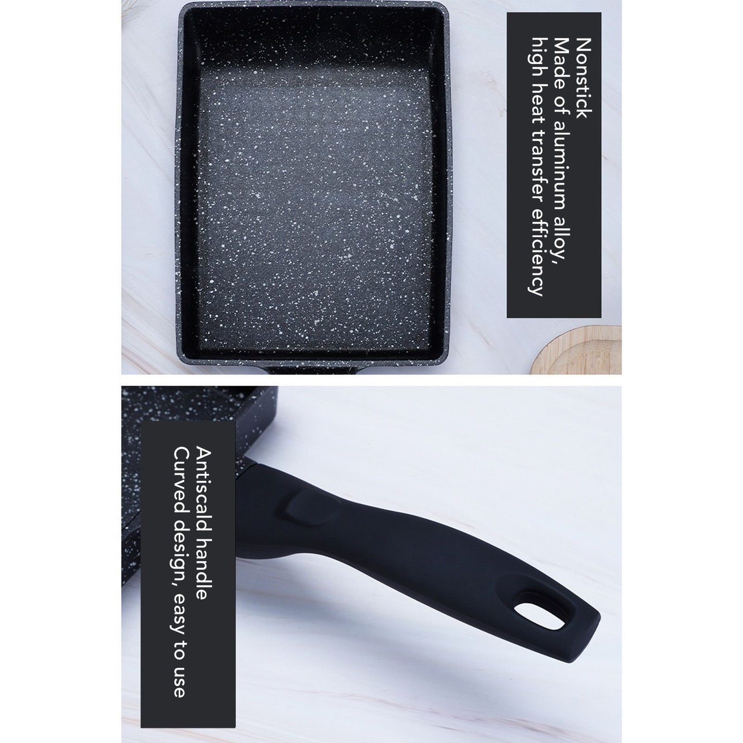 Rectangular Frying Pan Thickened Aluminum Alloy Nonstick Coating Cooking Pan for Steak Egg Roll V1294-YM0512-3118220258911