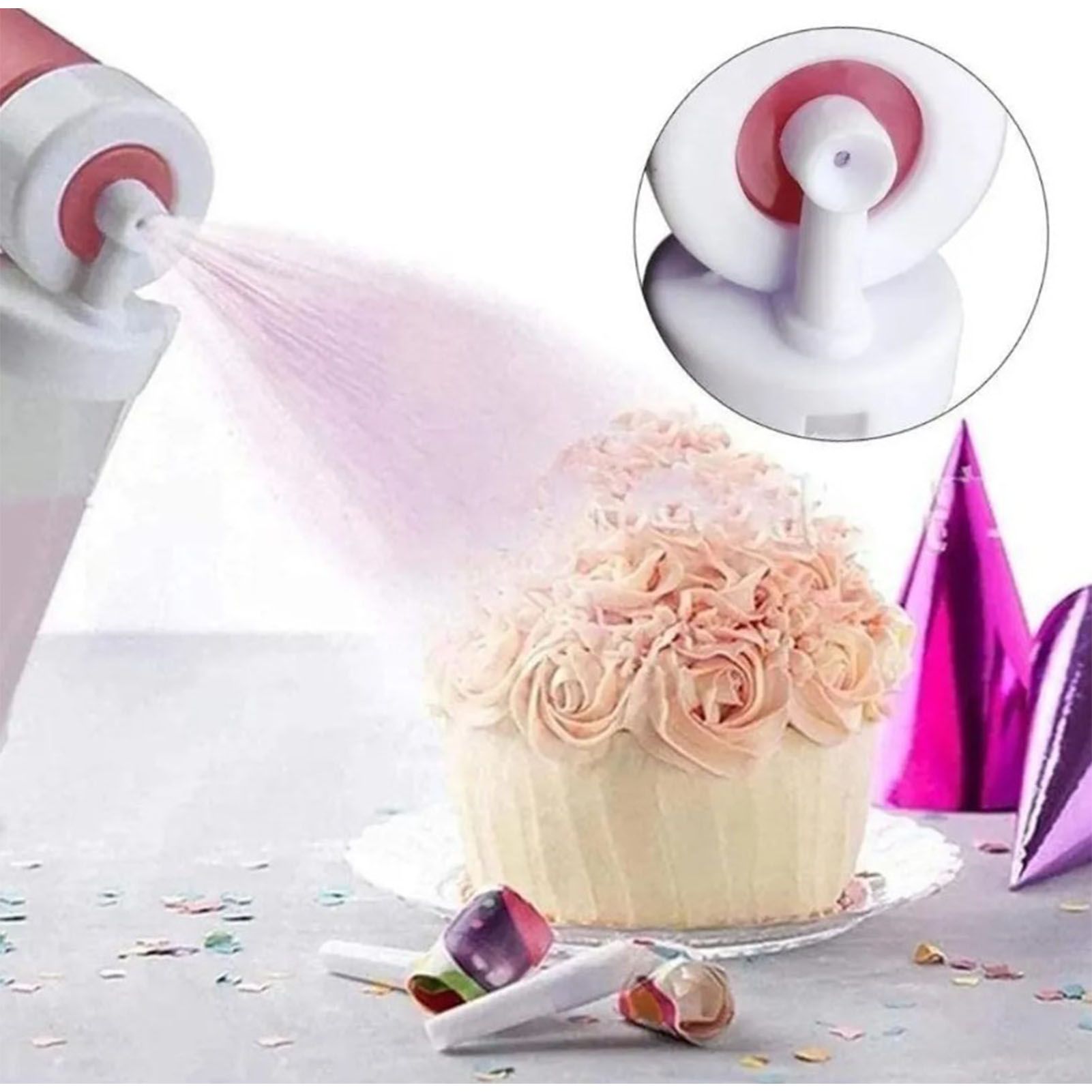 Manual Cake Airbrush Multipurpose Cake Decorating Airbrush with 4 Empty Bottles for Bakery Decoration V1294-YM0512-3118220259711