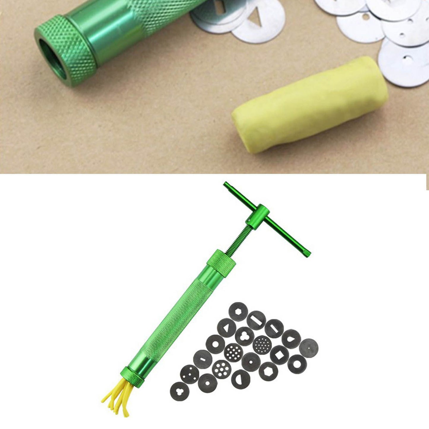 Green Clay Extruder Stainless Steel Clay Extruder Fondant Cake Sculpture Polymer Clay Tools Cake Decorating V1294-YM0512-3118220261711