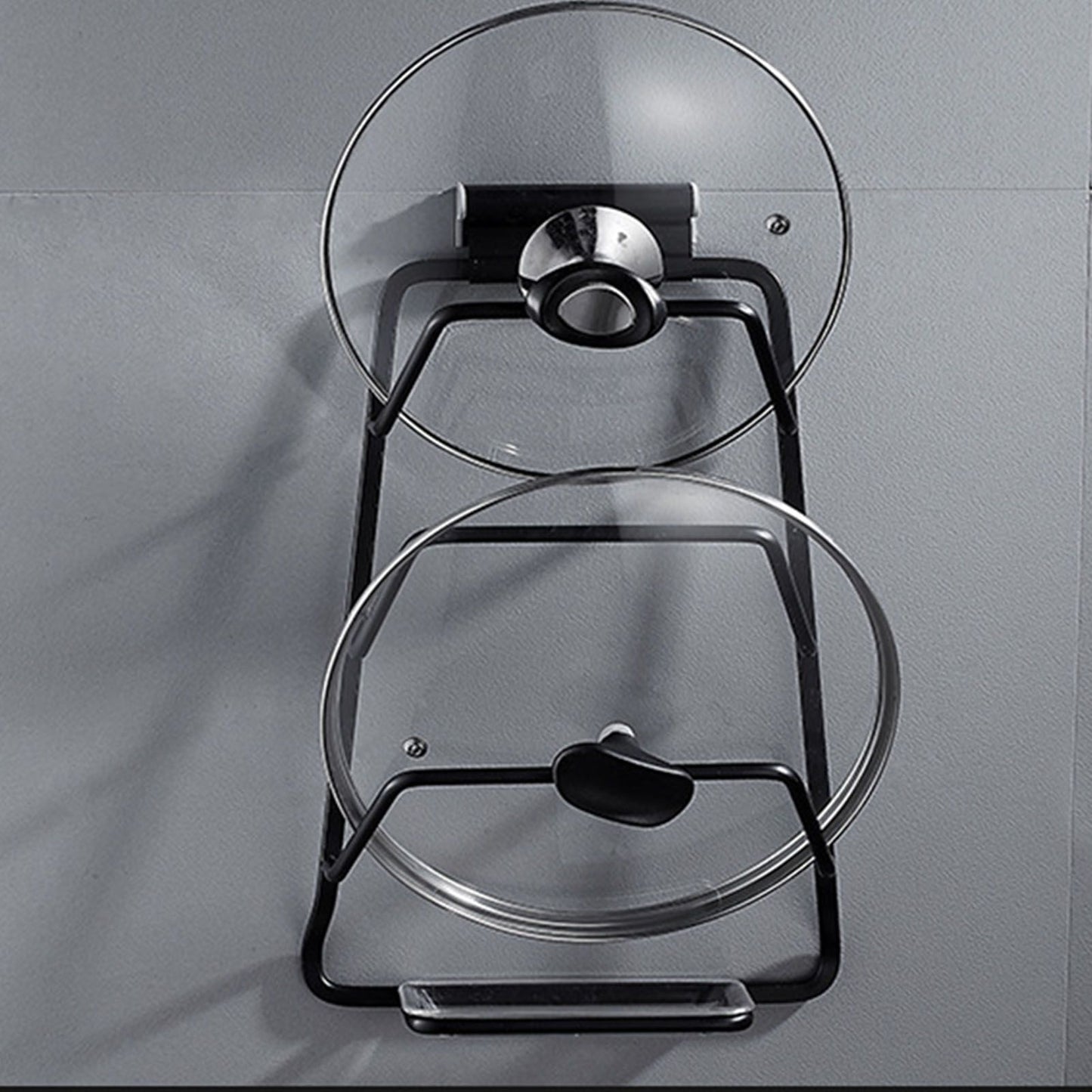 Pot Lid Holder Drilling Free Wall Mounted Space Saving Aluminium Hand Polishing Rustproof for Kitchen 2 Layer V1294-YM0512-3118220264711