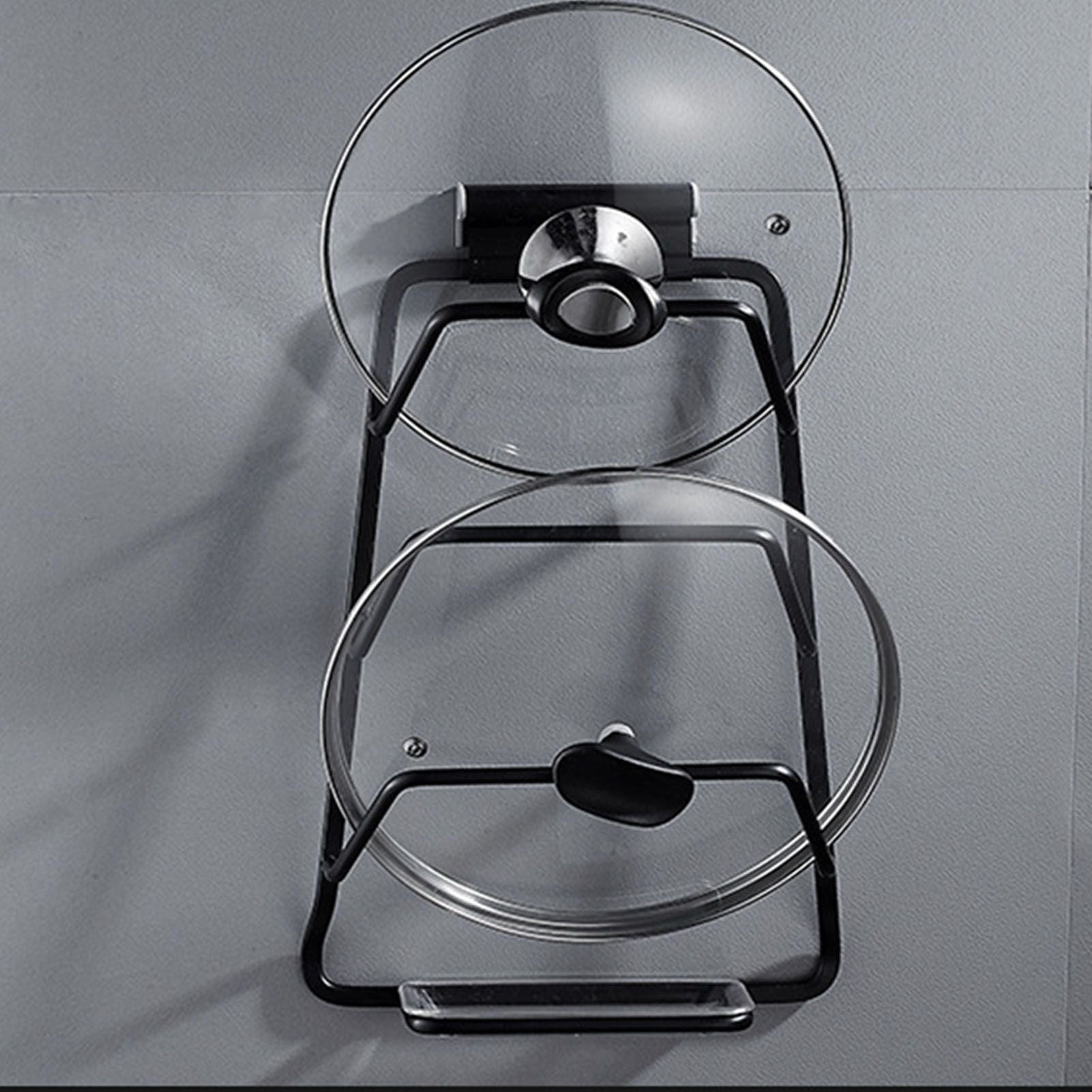 Pot Lid Holder Drilling Free Wall Mounted Space Saving Aluminium Hand Polishing Rustproof for Kitchen 2 Layer V1294-YM0512-3118220264711