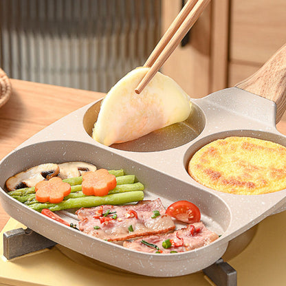 3 in 1 Breakfast Pan Nonstick Aluminum Alloy Labor Saving Pancake Frying Pan for Egg Bacon Universal Type V1294-YM0512-3118220265212