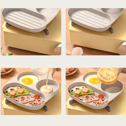 3 in 1 Breakfast Pan Nonstick Aluminum Alloy Labor Saving Pancake Frying Pan for Egg Bacon Universal Type V1294-YM0512-3118220265212