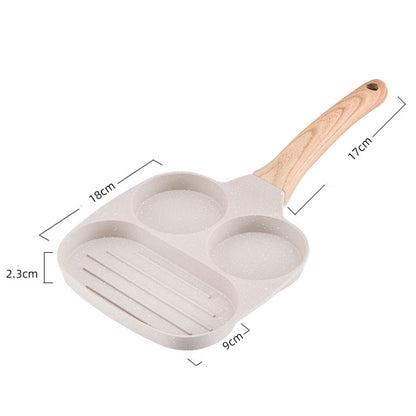 3 in 1 Breakfast Pan Nonstick Aluminum Alloy Labor Saving Pancake Frying Pan for Egg Bacon Universal Type V1294-YM0512-3118220265212