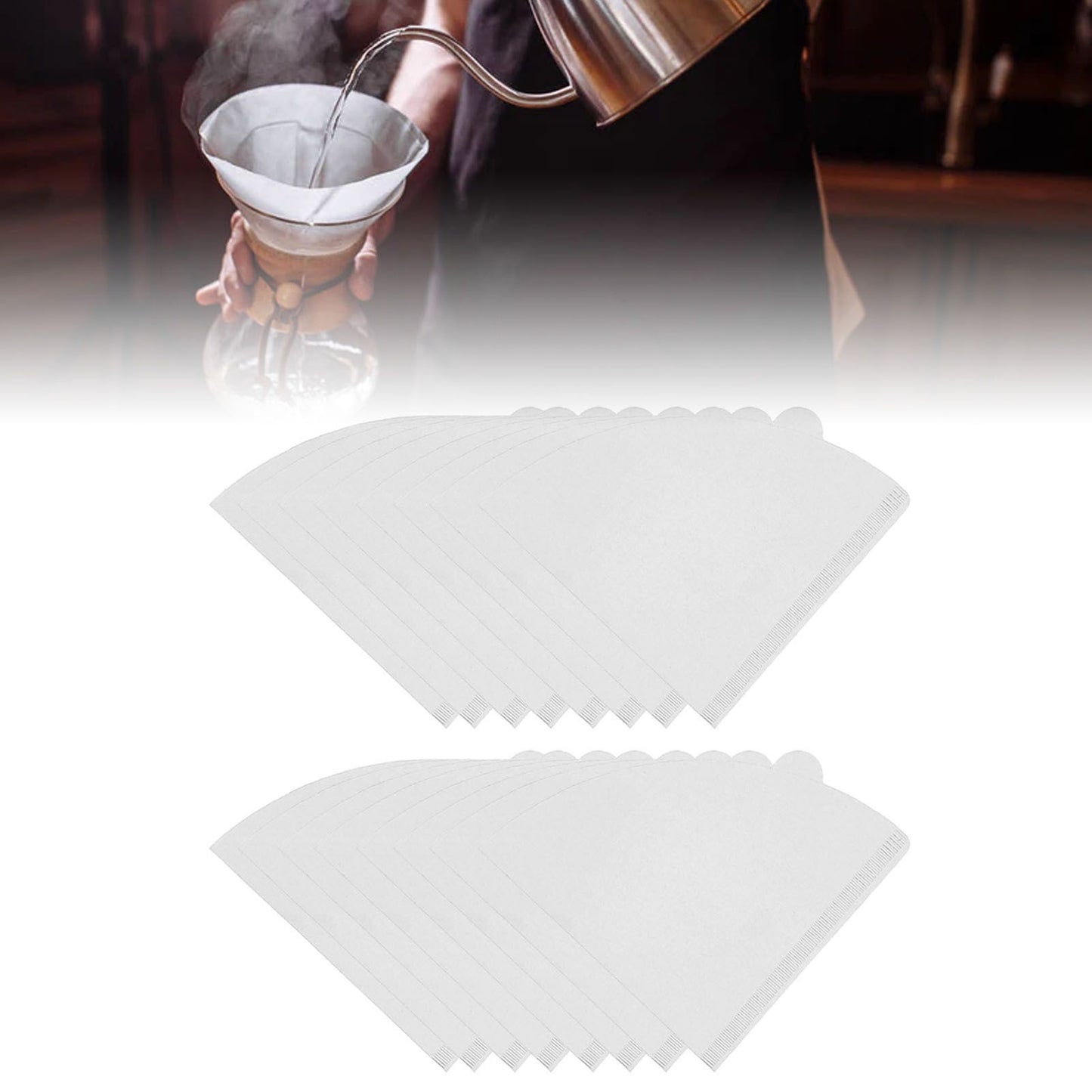 100 Pieces Filter Cone Coffee Filters 2 to 4 Cup Natural Disposable Coffee Filter Paper for Home Cafe V1294-YM0512-3118220266111