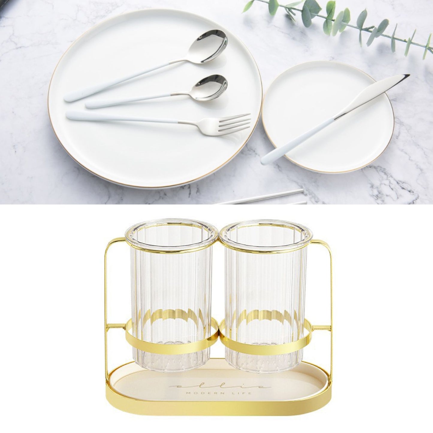 Chopsticks Drying Holder Iron PET Transparent Chopsticks Drying Caddy for Spoons Kitchen Platinum V1294-YM0512-3118220266211