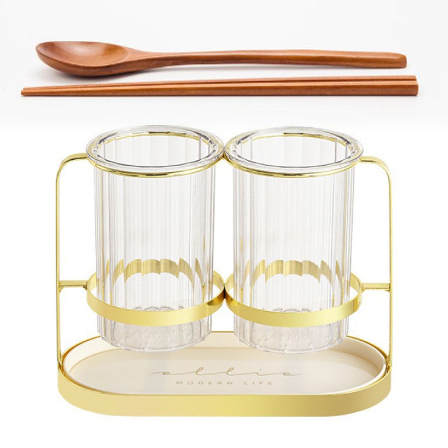 Chopsticks Drying Holder Iron PET Transparent Chopsticks Drying Caddy for Spoons Kitchen Platinum V1294-YM0512-3118220266211