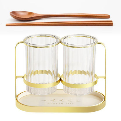 Chopsticks Drying Holder Iron PET Transparent Chopsticks Drying Caddy for Spoons Kitchen Platinum V1294-YM0512-3118220266211