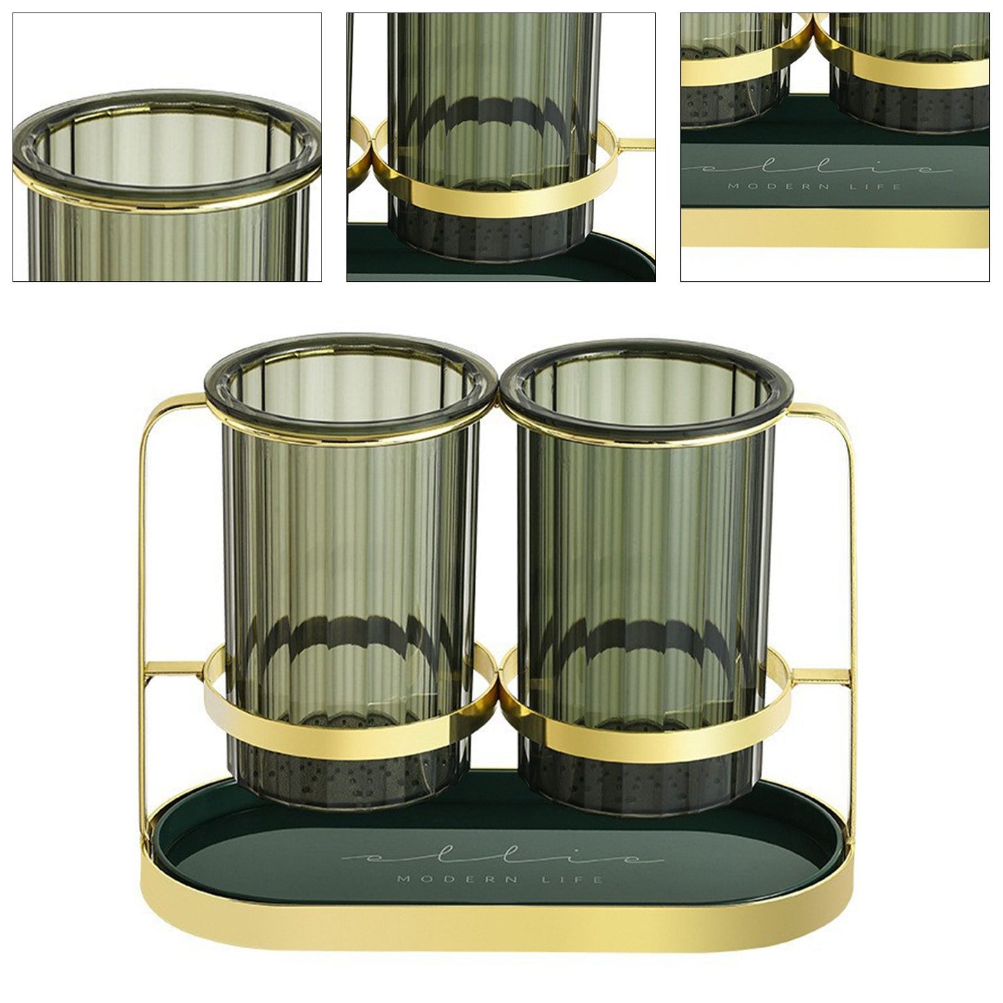 Chopsticks Drying Holder Iron PET Transparent Chopsticks Drying Caddy for Spoons Kitchen Green Gold V1294-YM0512-3118220266212