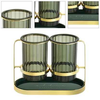 Chopsticks Drying Holder Iron PET Transparent Chopsticks Drying Caddy for Spoons Kitchen Green Gold V1294-YM0512-3118220266212