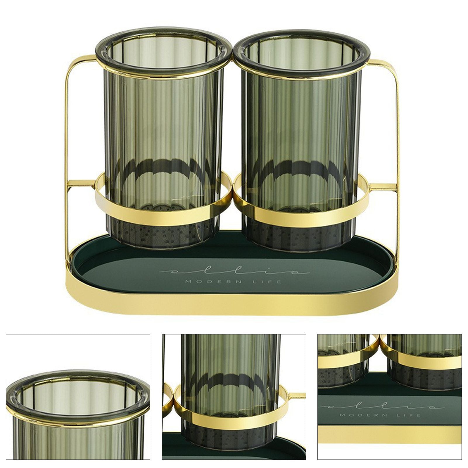 Chopsticks Drying Holder Iron PET Transparent Chopsticks Drying Caddy for Spoons Kitchen Green Gold V1294-YM0512-3118220266212