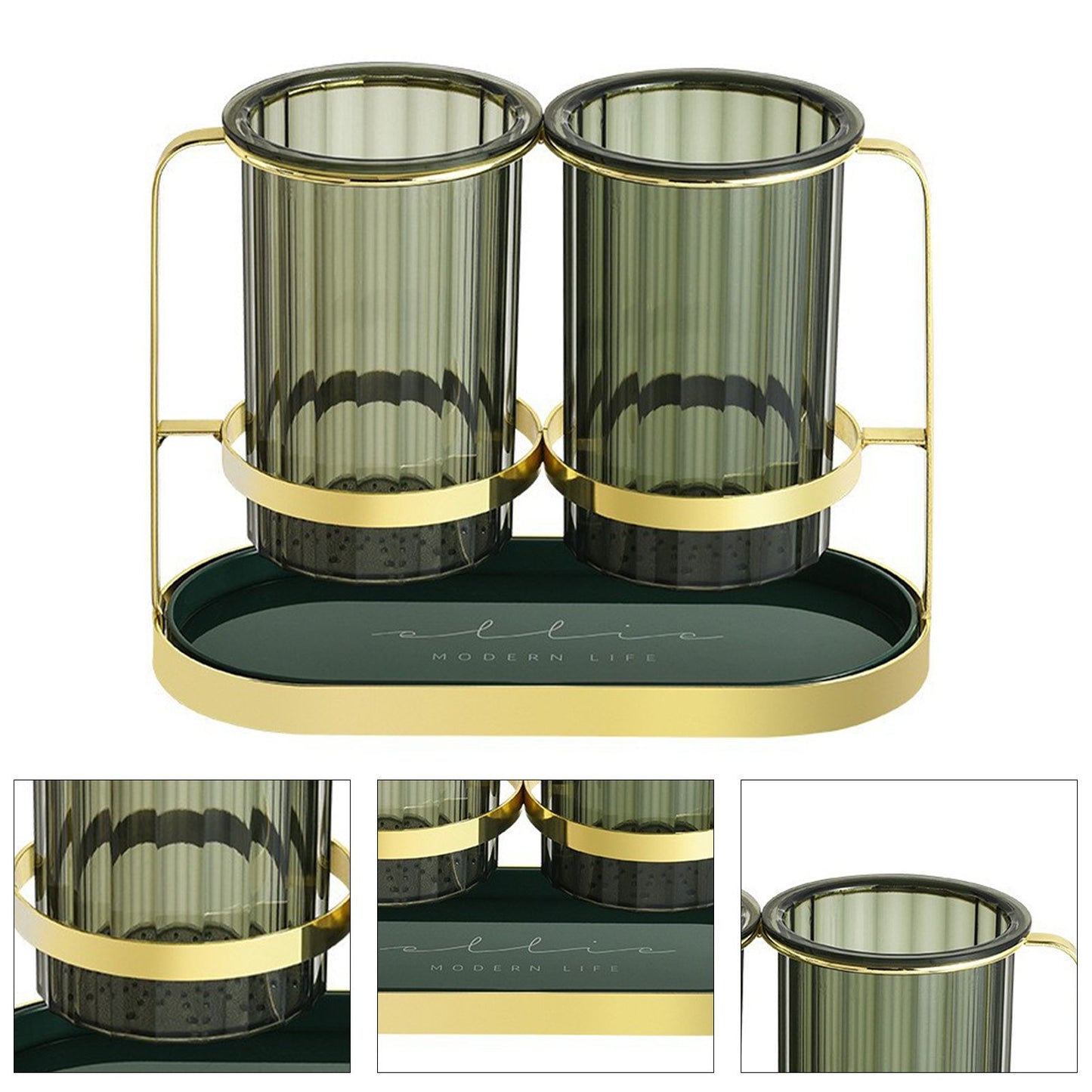 Chopsticks Drying Holder Iron PET Transparent Chopsticks Drying Caddy for Spoons Kitchen Green Gold V1294-YM0512-3118220266212