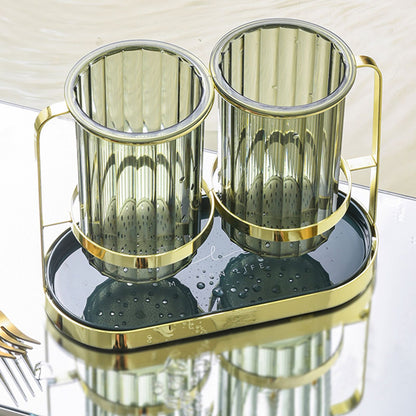 Chopsticks Drying Holder Iron PET Transparent Chopsticks Drying Caddy for Spoons Kitchen Green Gold V1294-YM0512-3118220266212
