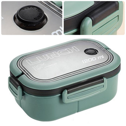 1200ml Bento Lunch Box Double Layer Insulation Lunch Box Container with Fork Spoon for Students Office V1294-YM0512-3118220267411