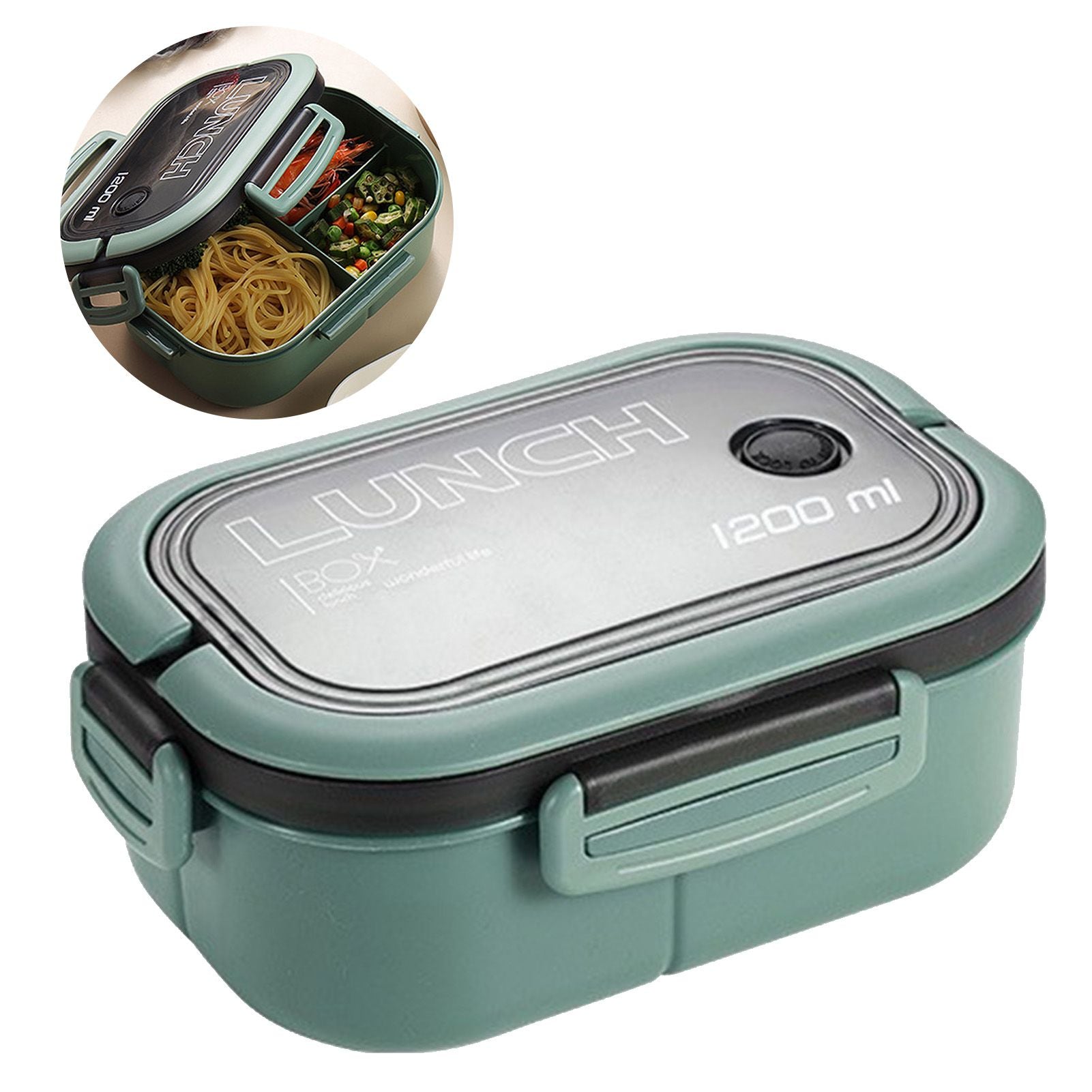 1200ml Bento Lunch Box Double Layer Insulation Lunch Box Container with Fork Spoon for Students Office V1294-YM0512-3118220267411