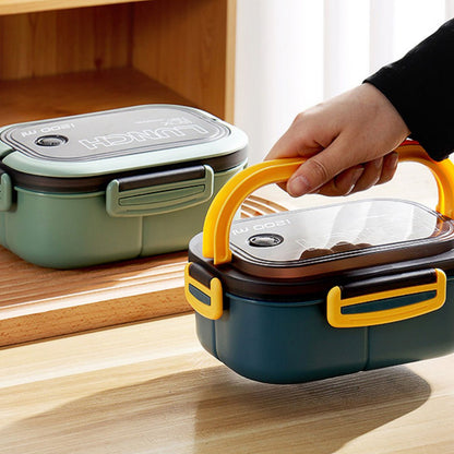 1200ml Bento Lunch Box Double Layer Insulation Lunch Box Container with Fork Spoon for Students Office V1294-YM0512-3118220267411