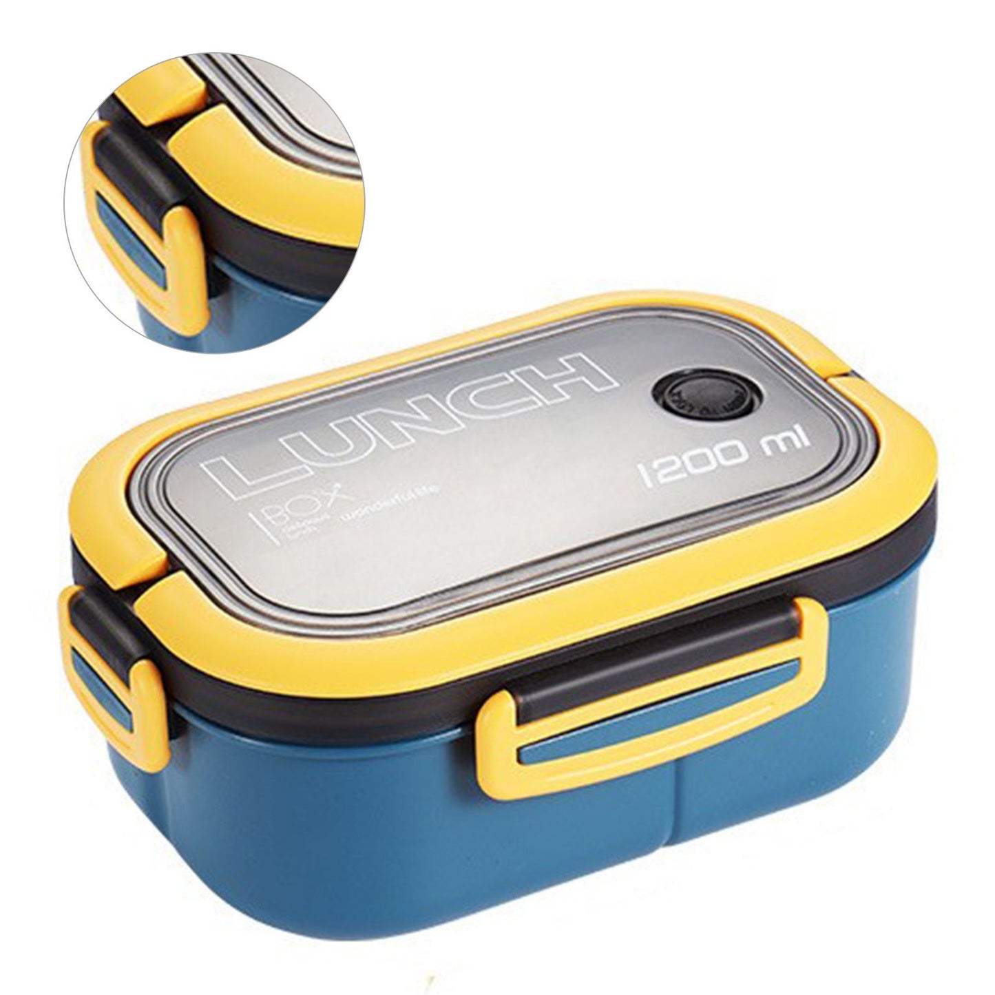1200ml Bento Lunch Box Double Layer Insulation Lunch Box Container with Fork Spoon for Students Office V1294-YM0512-3118220267412