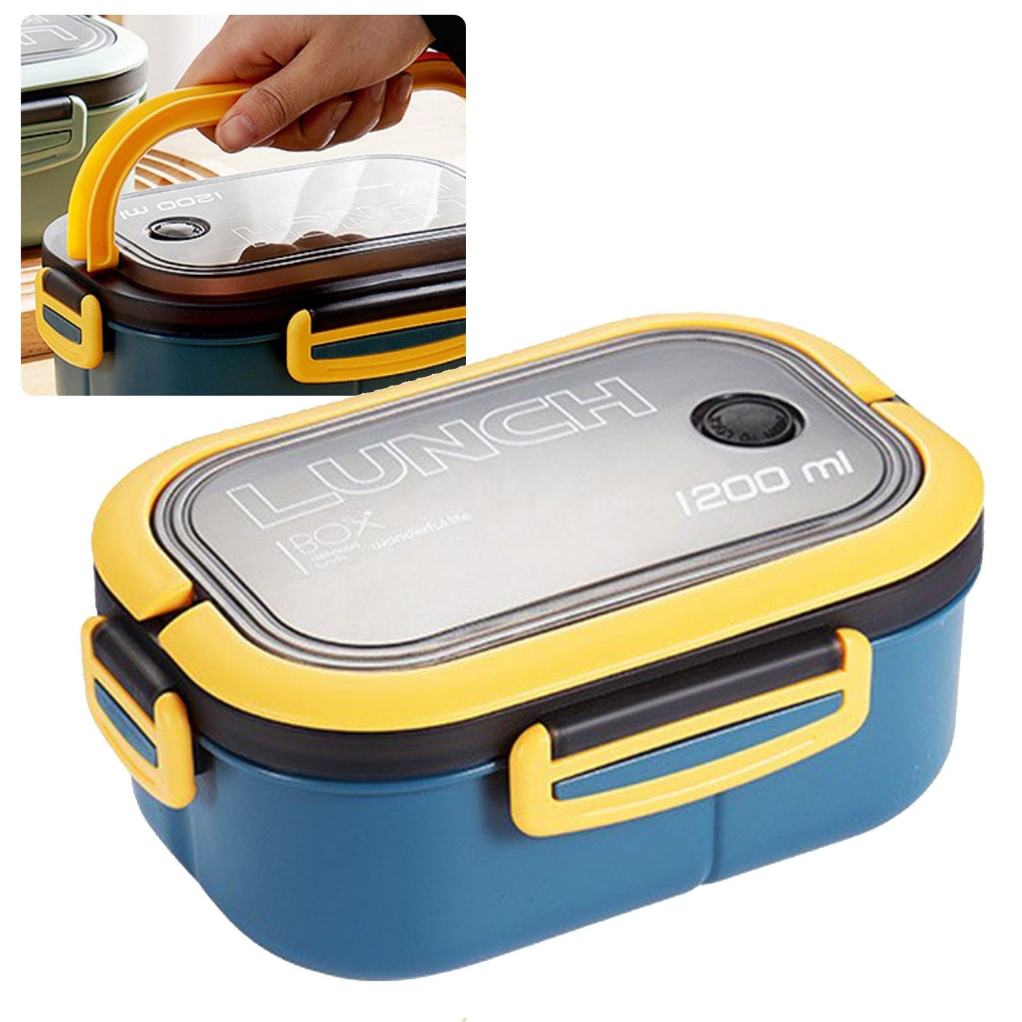 1200ml Bento Lunch Box Double Layer Insulation Lunch Box Container with Fork Spoon for Students Office V1294-YM0512-3118220267412