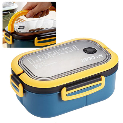 1200ml Bento Lunch Box Double Layer Insulation Lunch Box Container with Fork Spoon for Students Office V1294-YM0512-3118220267412