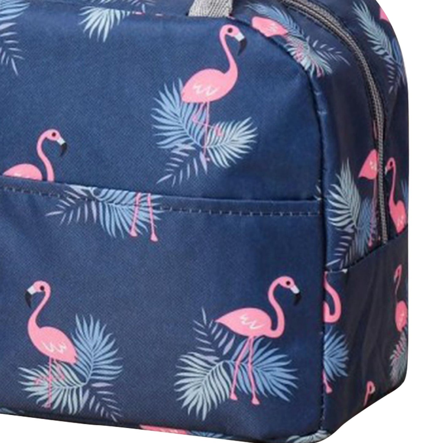 Insulated Lunch Bag Large Capacity Flamingo Pattern Portable Thickened Zipper Lunch Bag for School Work Navy V1294-YM0512-3118220267512