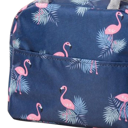 Insulated Lunch Bag Large Capacity Flamingo Pattern Portable Thickened Zipper Lunch Bag for School Work Navy V1294-YM0512-3118220267512