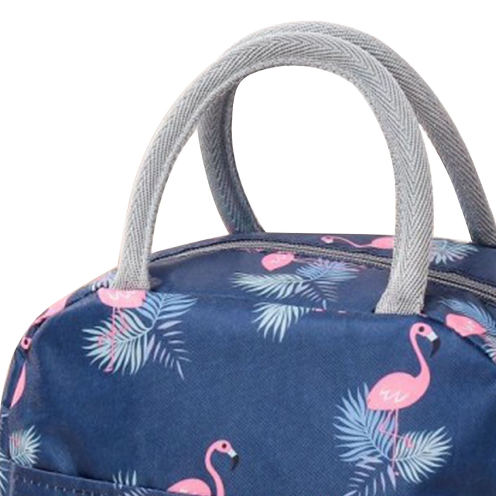 Insulated Lunch Bag Large Capacity Flamingo Pattern Portable Thickened Zipper Lunch Bag for School Work Navy V1294-YM0512-3118220267512