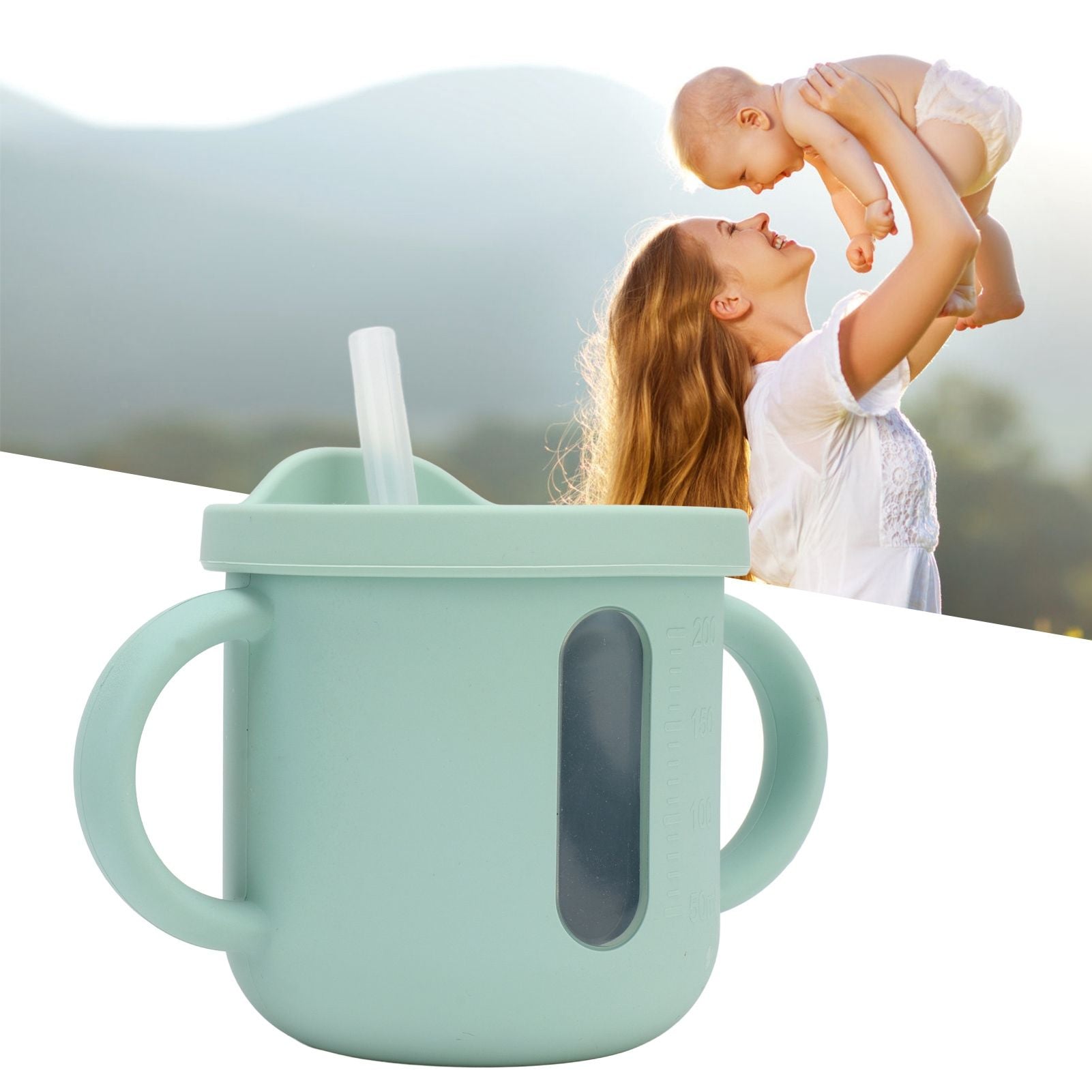 Silicone Sippy Cups Double Handles Lightweight Toddler Training Cup with Tight Leakproof Cover for Home V1294-YM0512-3118220269312