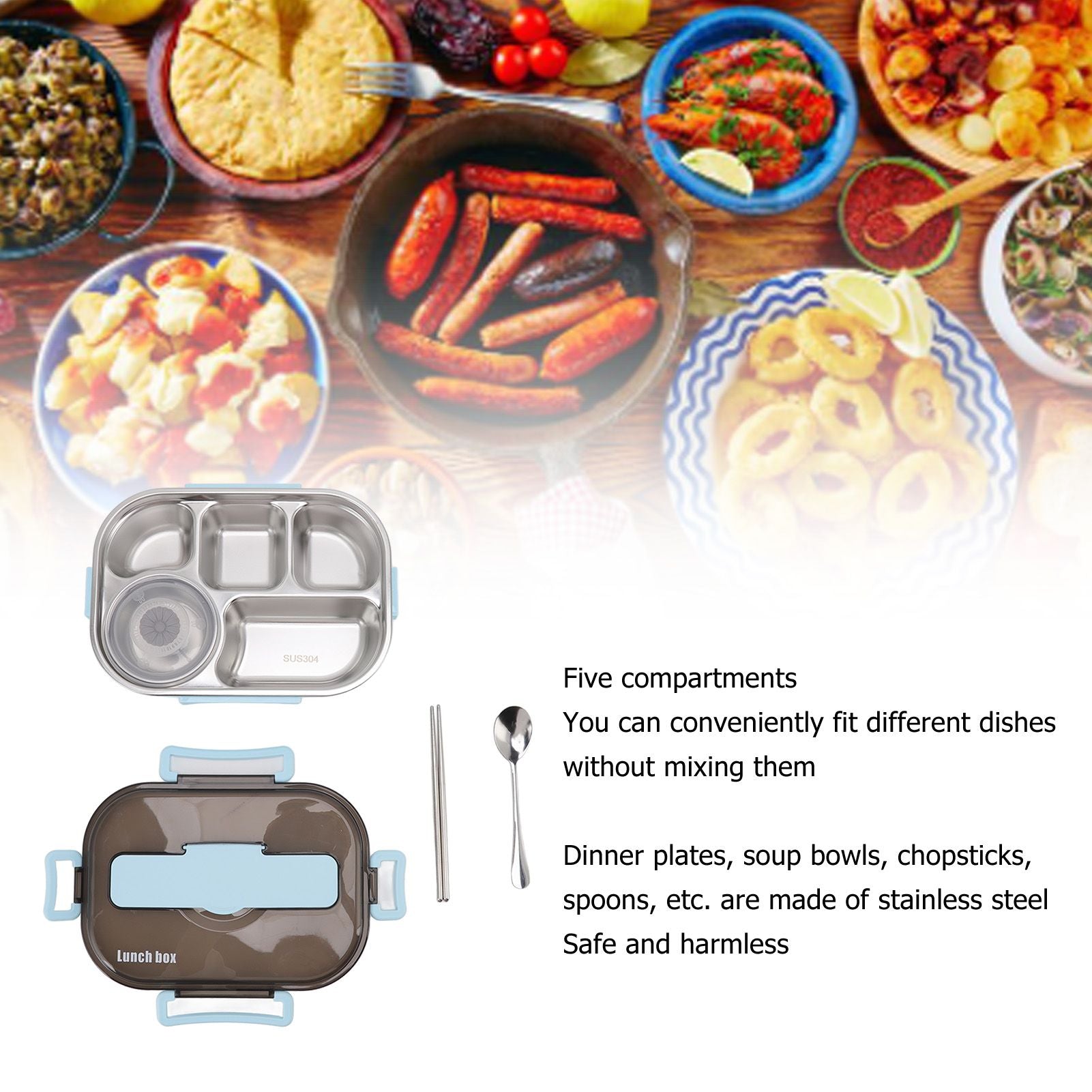 Lunch Container Box Stainless Steel Thermal Lunch Storage Box with Soup Bowl Chopsticks Spoon for Adults V1294-YM0512-3118220269412