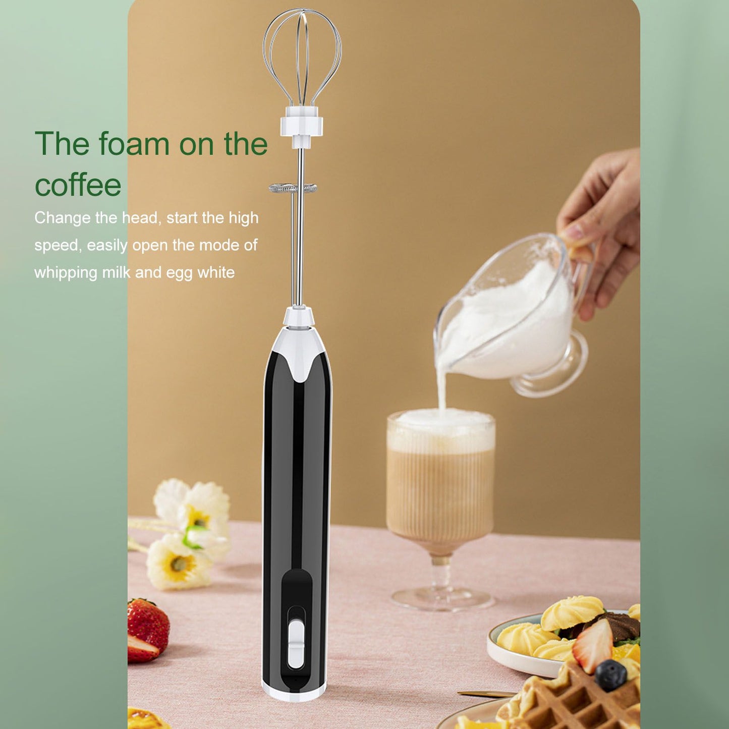 Electric Egg Beater Portable Multi Gears Milk Frother Rechargeable Kitchen Restaurant Coffee Cream Mixer V1294-YM0512-3118220270911