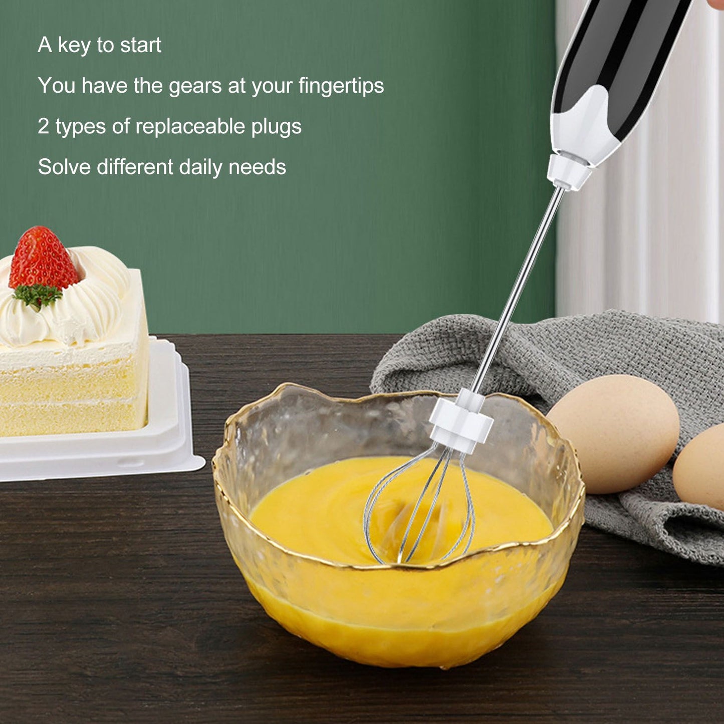 Electric Egg Beater Portable Multi Gears Milk Frother Rechargeable Kitchen Restaurant Coffee Cream Mixer V1294-YM0512-3118220270911