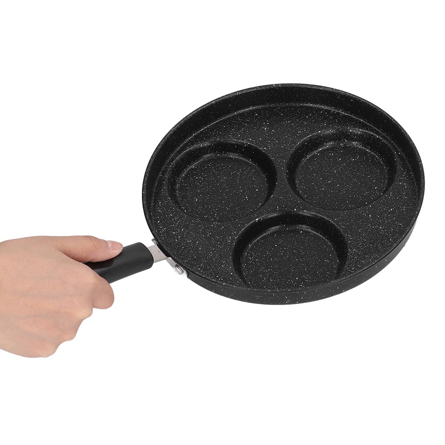 3 Cups Egg Hamburger Pan Metal Iron Heating Evenly Egg Cooker Pan with Comfortable Handle for Omelettes V1294-YM0512-3118220271211