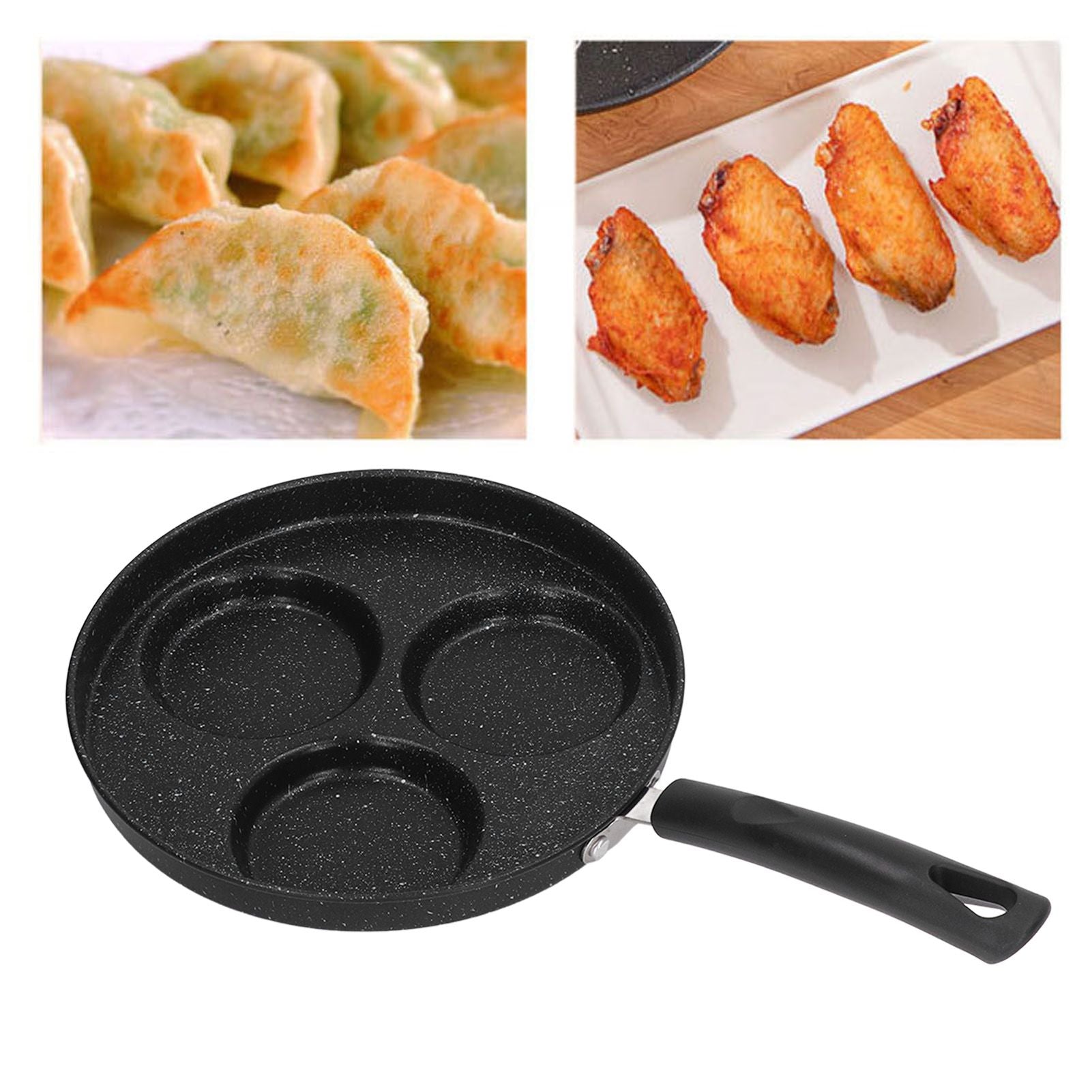 3 Cups Egg Hamburger Pan Metal Iron Heating Evenly Egg Cooker Pan with Comfortable Handle for Omelettes V1294-YM0512-3118220271211