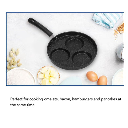 3 Cups Egg Hamburger Pan Metal Iron Heating Evenly Egg Cooker Pan with Comfortable Handle for Omelettes V1294-YM0512-3118220271211