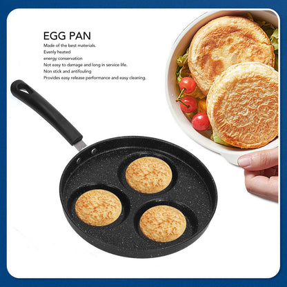 3 Cups Egg Hamburger Pan Metal Iron Heating Evenly Egg Cooker Pan with Comfortable Handle for Omelettes V1294-YM0512-3118220271211