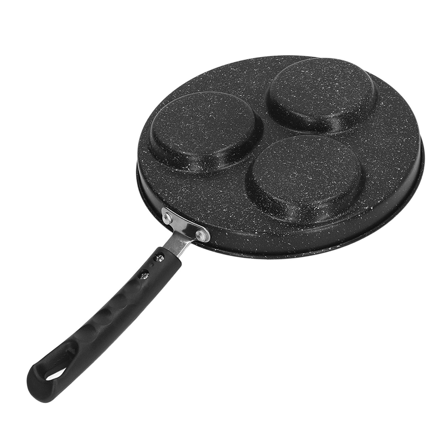 3 Cups Egg Hamburger Pan Metal Iron Heating Evenly Egg Cooker Pan with Comfortable Handle for Omelettes V1294-YM0512-3118220271211