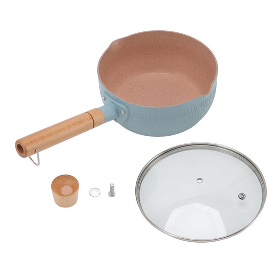 Sauce Pan Stick Proof Aluminum Alloy Multi Functional Milk Pot with Wooden Handle for Induction Gas Stove Blue V1294-YM0512-3118220271612