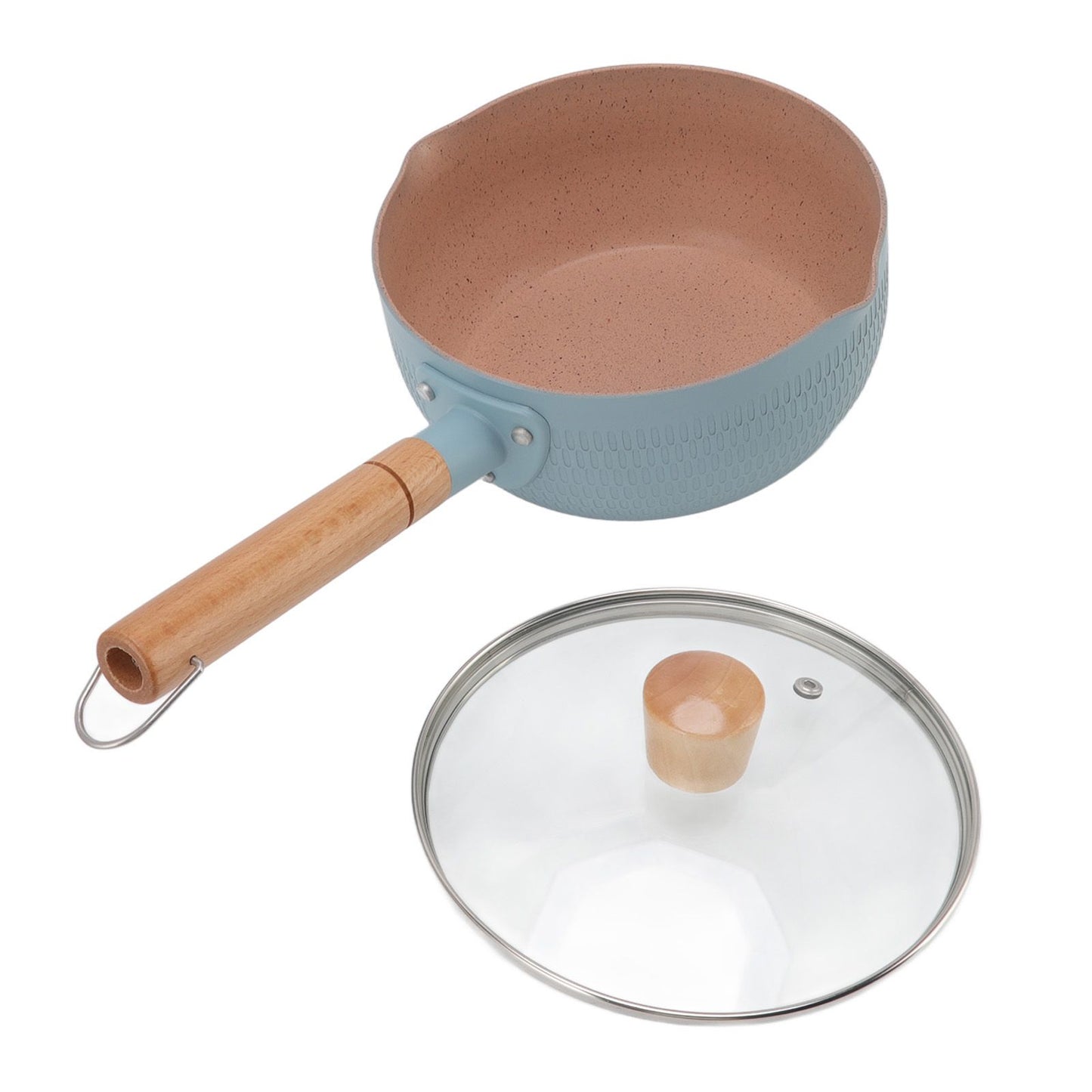 Sauce Pan Stick Proof Aluminum Alloy Multi Functional Milk Pot with Wooden Handle for Induction Gas Stove Blue V1294-YM0512-3118220271612