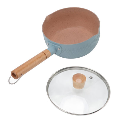 Sauce Pan Stick Proof Aluminum Alloy Multi Functional Milk Pot with Wooden Handle for Induction Gas Stove Blue V1294-YM0512-3118220271612