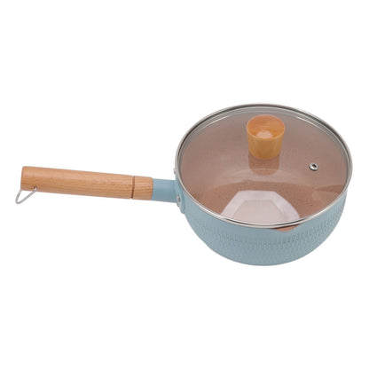 Sauce Pan Stick Proof Aluminum Alloy Multi Functional Milk Pot with Wooden Handle for Induction Gas Stove Blue V1294-YM0512-3118220271612