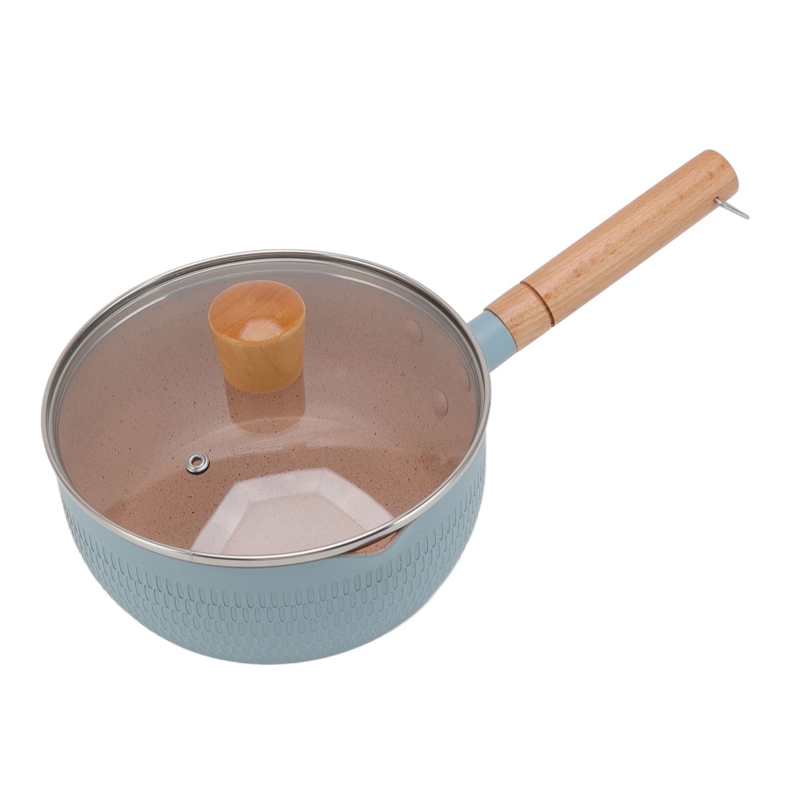 Sauce Pan Stick Proof Aluminum Alloy Multi Functional Milk Pot with Wooden Handle for Induction Gas Stove Blue V1294-YM0512-3118220271612